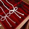 Sweet imitation pearl crystal woven bow collarbone necklace super fairy niche high-end choker necklace