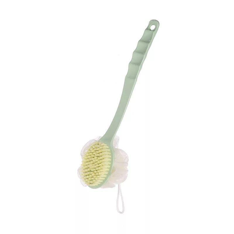 Double-Sided Long-Handled Back Scrubber with Soft Bristle & Bath Ball for Shower Massage