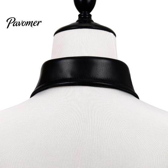 Stylish Pointed Lapel Collar Punk Style PU Leather Fake Collar, Detachable Studded for Women, Rock Faux Rivet Choker Necklace, Adjustable Cool