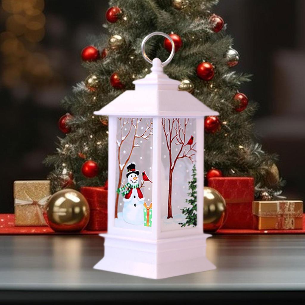 Christmas Lantern Lamp Decorative Home Decoration for Table Fireplace Dining Snowman Bronze