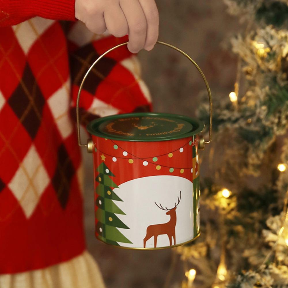 

Santa Claus Christmas Candy Box Cartoon Christmas Tin Cans For Candy Cookies Gifts Style D