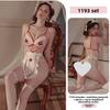 Sexy Nurse Uniform Women's One-Piece Open Crotch Embroidery Light Control Breathable Polyester Thin Intimates Temptation Free