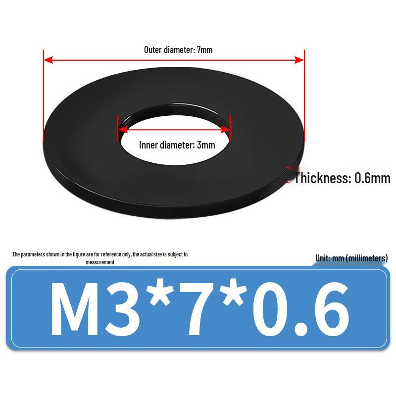 8.8 Grade Black Hardened High-Strength Oversized Flat Metal Spacer Washer (M2-M8)