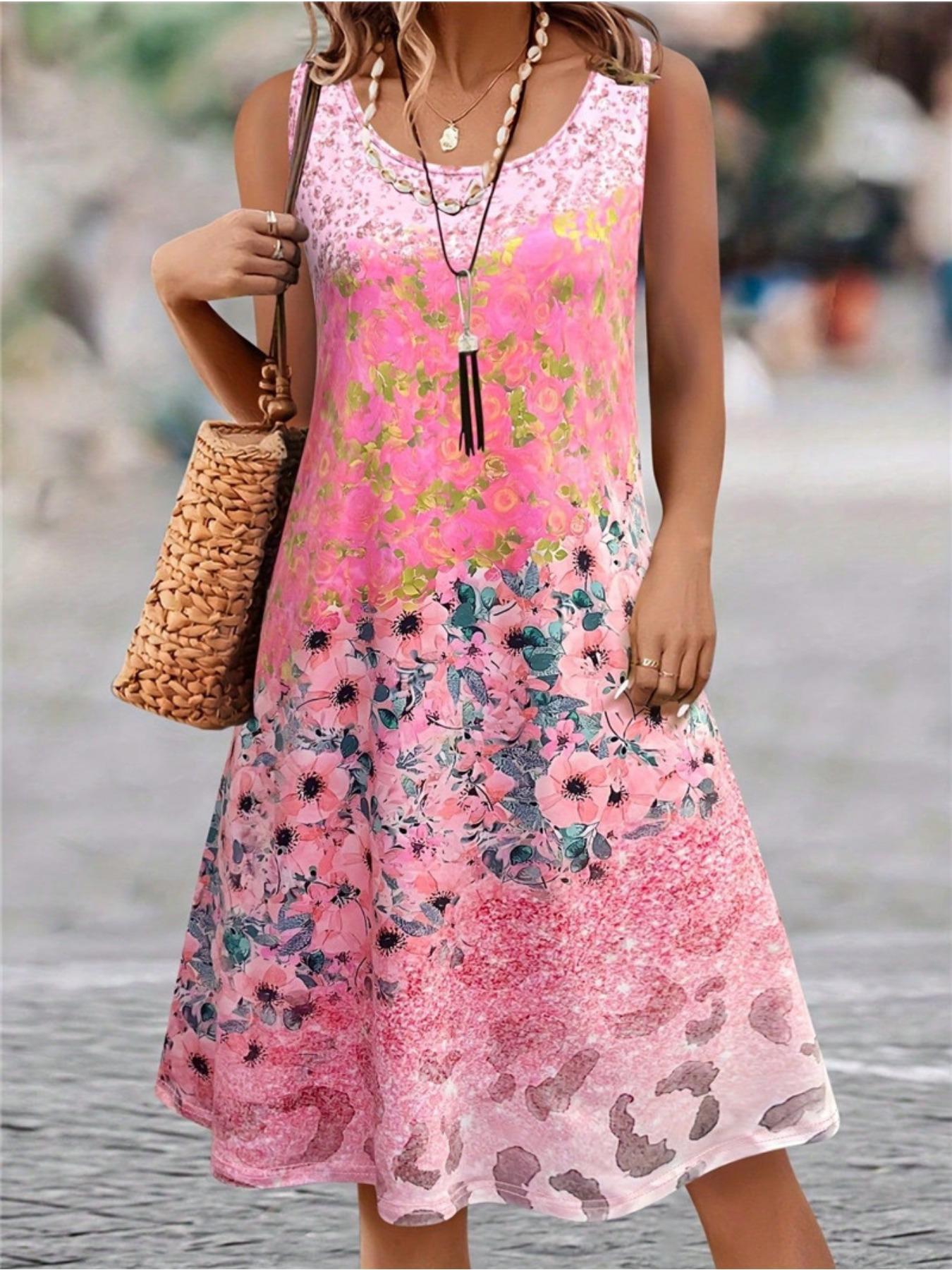 

New Casual Yellow Floral Dress Women Sleeveless Soft Sundress Fresh Flower Graphic Summer Daily Wear Clothing Female Trendy S