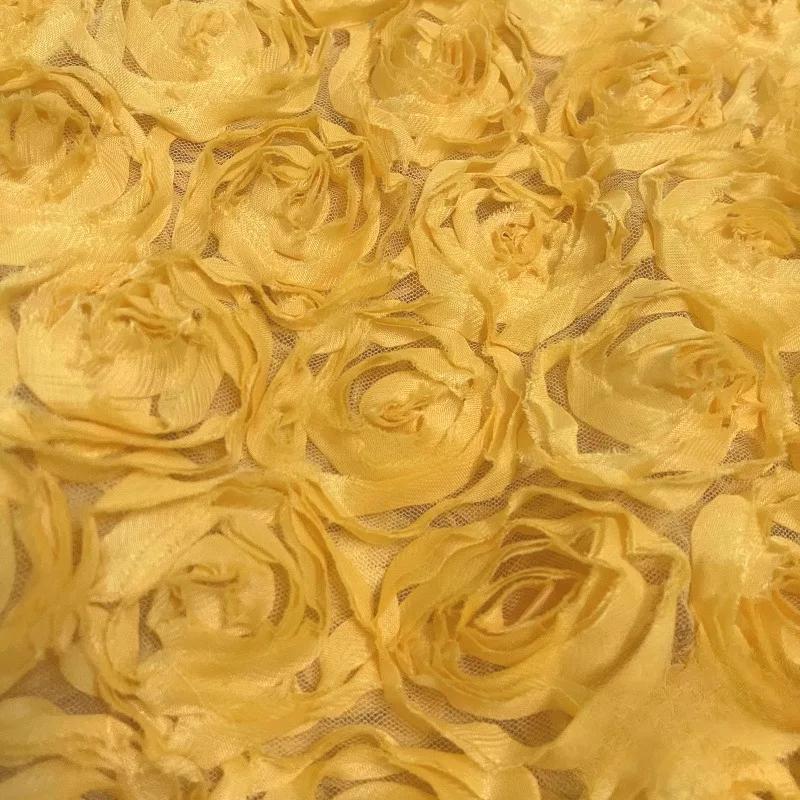 100x130cm High Quality 3D Rose Flowers Fabric Lace Craft Dress Wedding Party Carpet Background Decoration Patchwork Sewing Telas