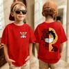 2026 Hot Sale One Piece Anime Monkey D Luffy Graphic Cotton Children's T-shirt Summer Short Sleeve Tees Casual Kids/Adult Tops