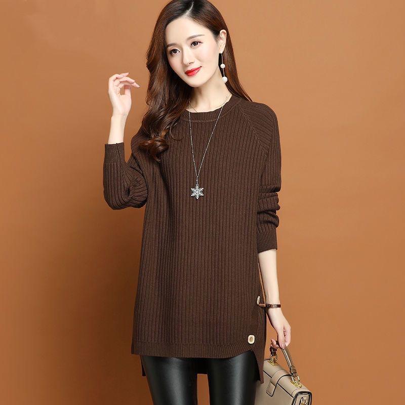 Trendy Slim-Fit Knitted Sweaters for Plus-Size Women - Medium To Long Length, Perfect for Autumn and Winter.