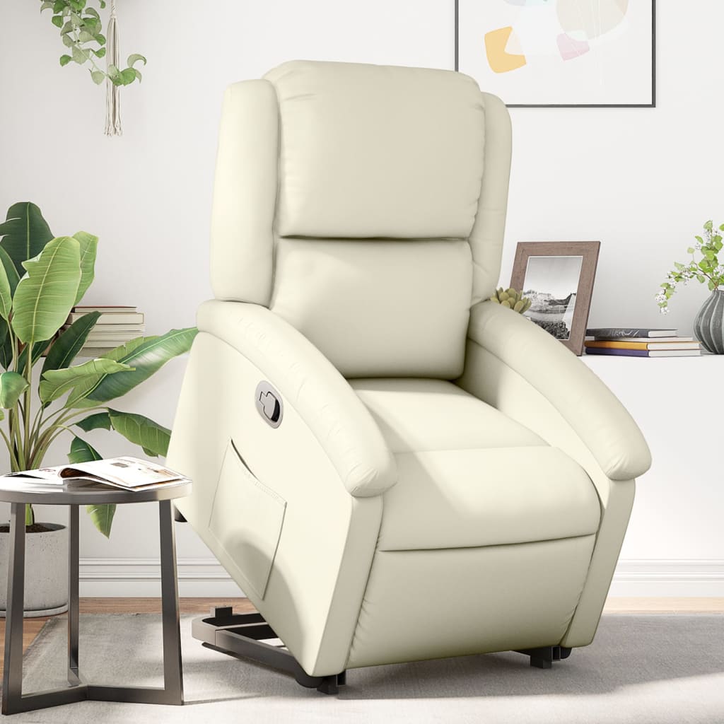 Recliner with Rising Assistance Cream Artificial Leather