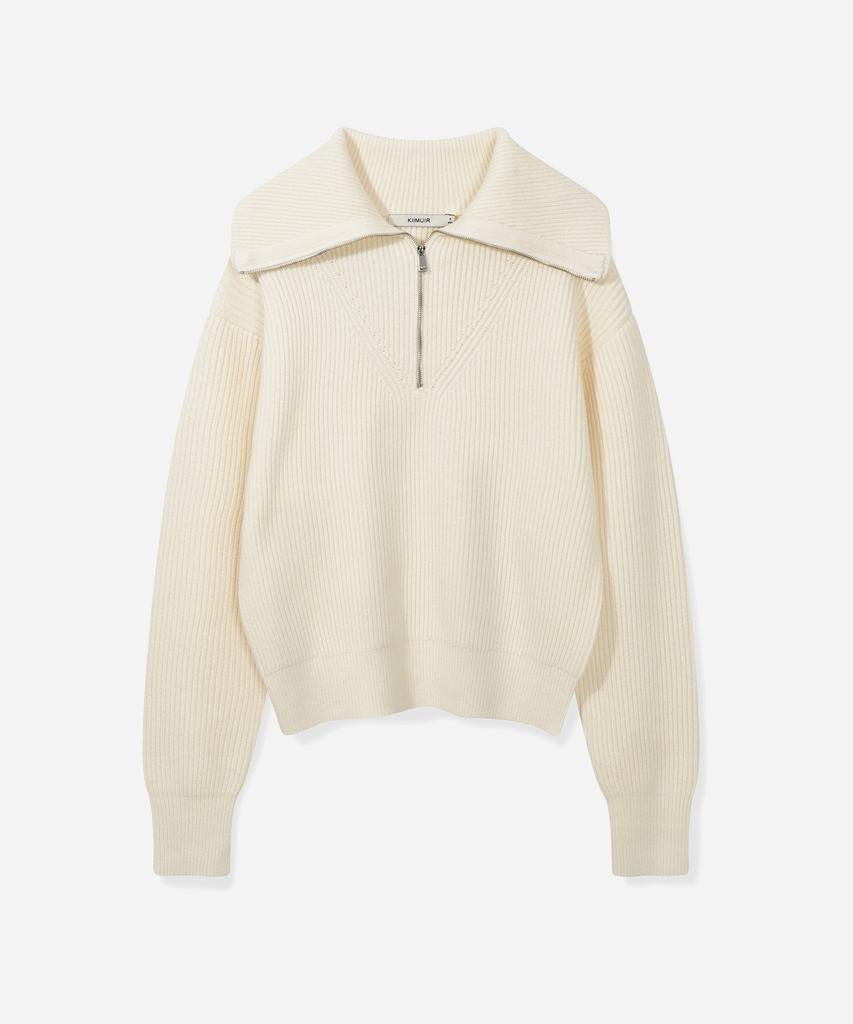 KIIMUIR (Women) Compact Collar Half-Zip Knit_Ivory