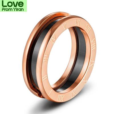 3 Cores Anéis Romanos Masculinos Femininos Charme Dedo Tendência Estiloso Pedra Zircônia Punk Aço Inoxidável Anéis Casal Noiva Casamento Ocasião Joias