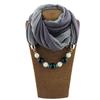 Elegant Polyester Infinity Scarf with Beaded Necklace – Women’s Fashionable Solid Color Neck Wrap