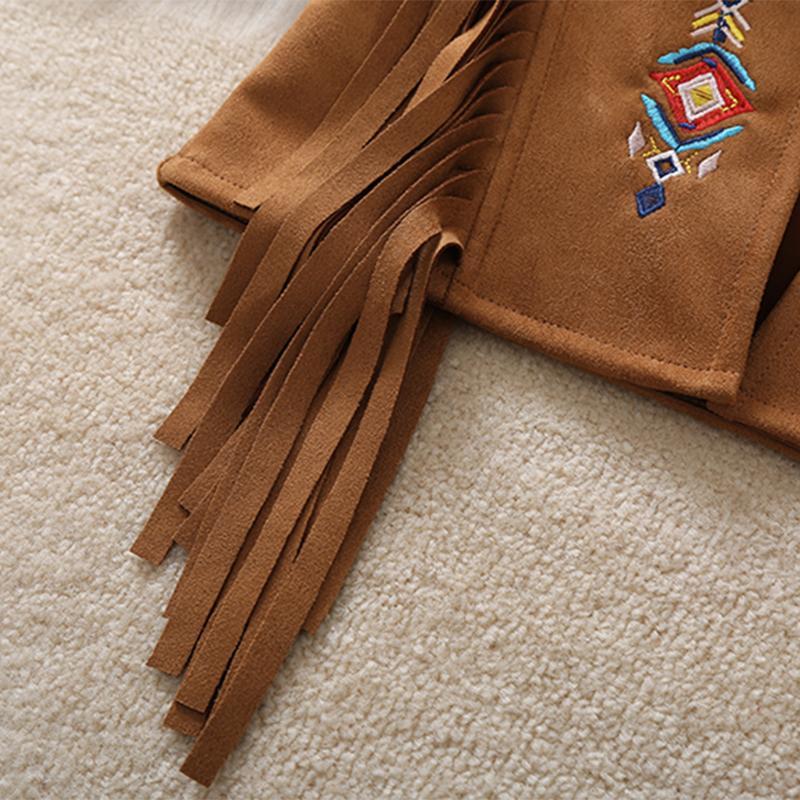 Böhmische bestickte Fransenweste für Damen Grasland-Reise-Outfit