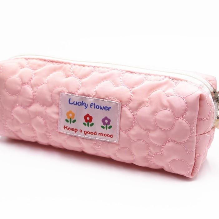 Polyester Floral Pencil Case With Zipper For Students And Office Storage
