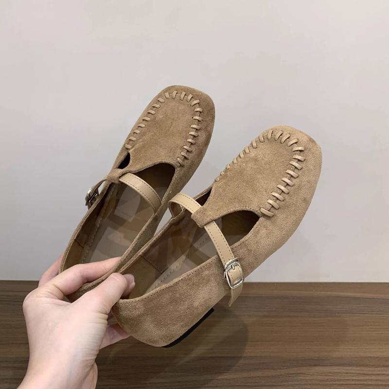 

Модная SUOJIALUN 2025 Осень Новая Марка Женские Туфли на Плоской Подошве Модные Туфли Мэри Джейн С Квадратным Носком Слипоны Мягкий Плоский Каблук Платье Одинарные Туфли 39 абрикосовый