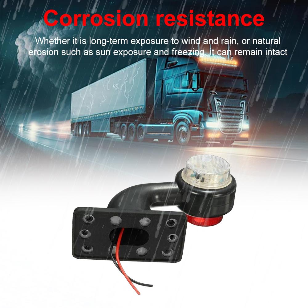 2pc Side Marked Lamp 12 LED 12V‑24V Elbow Side Marker Indicator Light Lamp Red White Tail Light Assembly