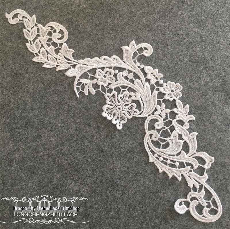 

Red, Black & White Water-Soluble Lace Flower Trim for Wedding Dress Decoration & DIY Crafts