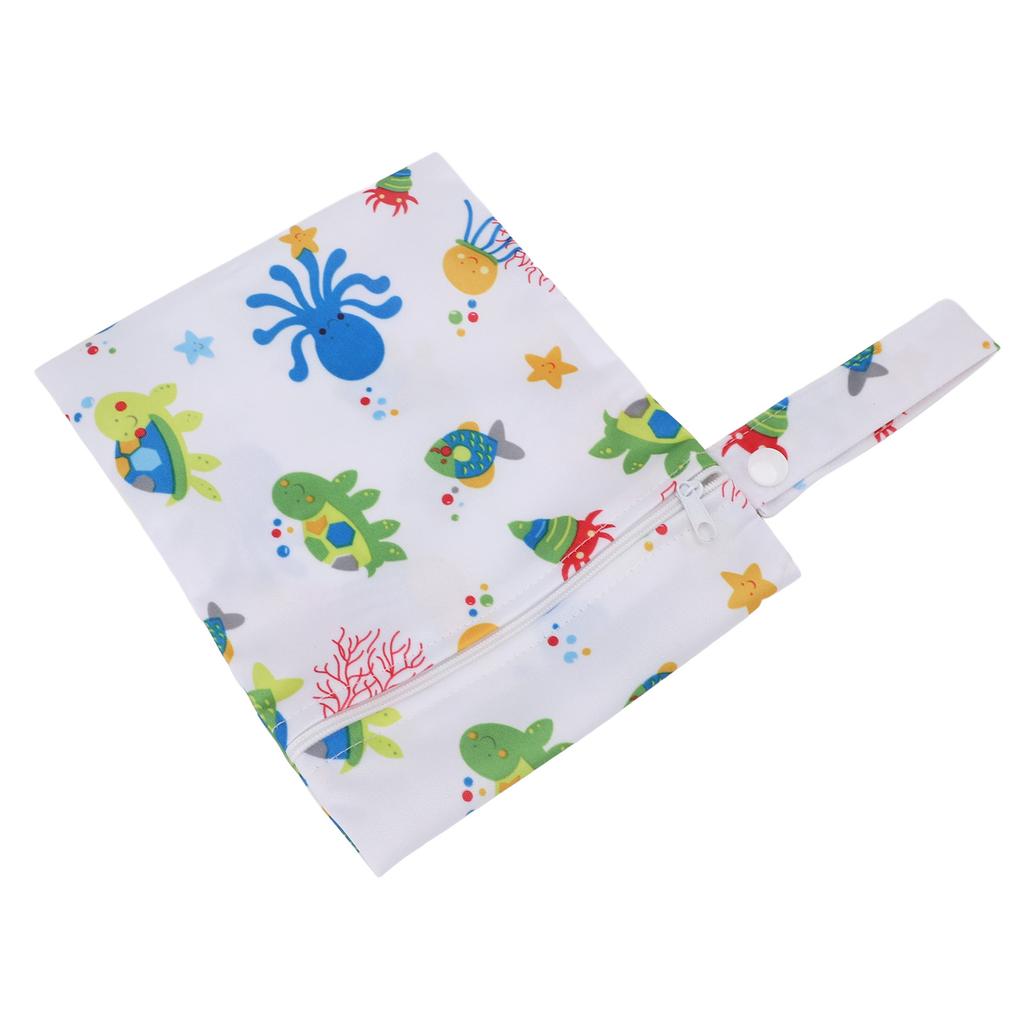 3pcs Wet Dry Bags for Diaper Bag Water Resistant Reusable Zipper Closure Snap Handle Printed Cloth Diaper Wet Dry Bags for Swimsuits Wet Clothes B17