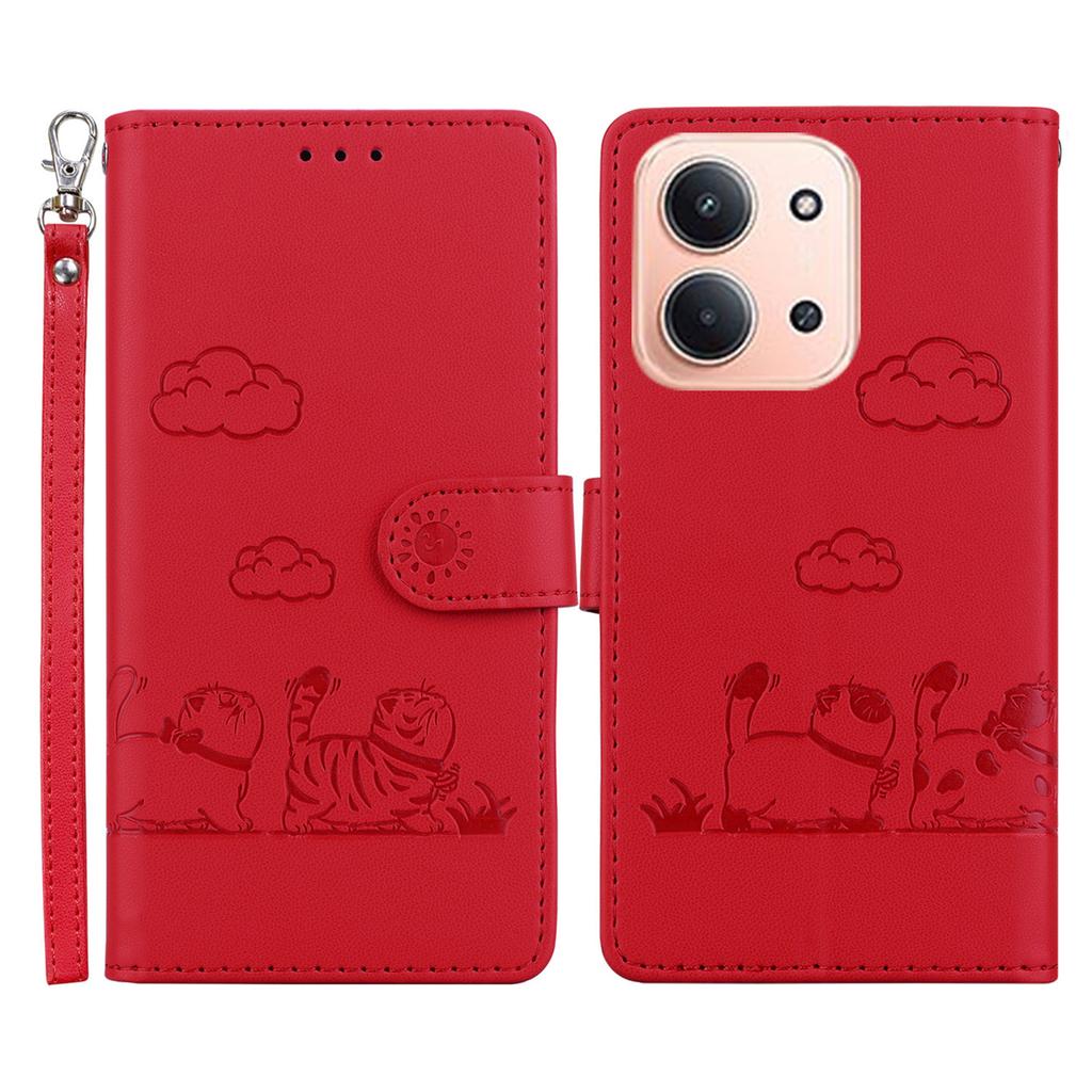 For Xiaomi Redmi 15C 5G (EU) (173mm)/15C 4G (EU) (173mm) Case RFID Blocking Kitten Pattern TPU+PU Leather Phone Cover with Wrist Strap