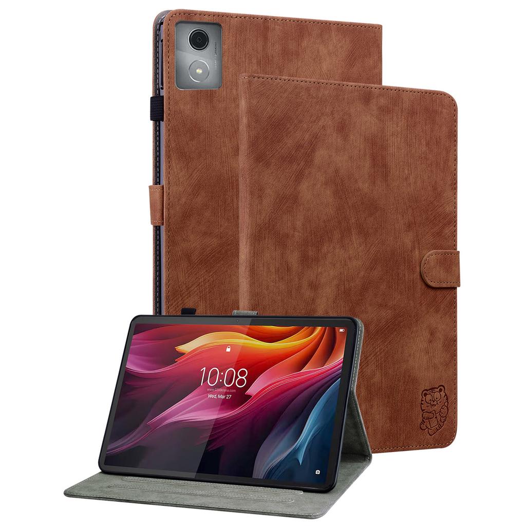 Pro pouzdra Lenovo Tab K11 Plus Protiskluzové s potiskem tygra PU kožené kryt tabletu