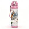1PC Winter Deer Snow Forest 750ml Color Plastic Sports Water Bottle Leakproof Flip Straw Lid Suitable for Sports Office Home Use