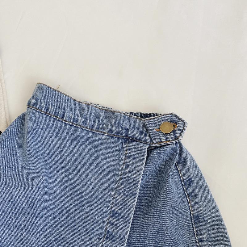 2023 Summer Girls' Denim Culottes: Korean-Style Button Shorts for Baby Girls
