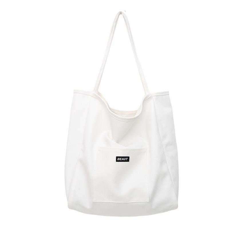 

New large-capacity spring and summer shoulder portable canvas women s bag fresh urban simple tote bag fashionable one size fits all белый