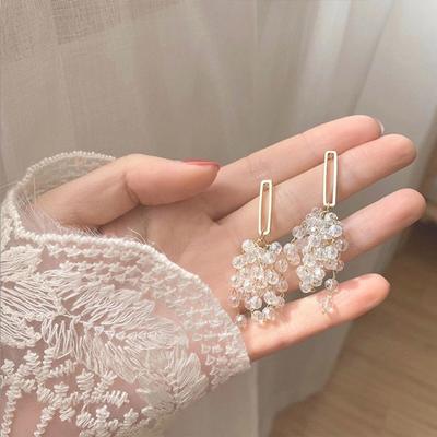 New Fashion Trend S925 Silver Needle Elegant Delicate Crystal Tassel Grape Earrings Women 'S Wedding Jewelry Party Gifts