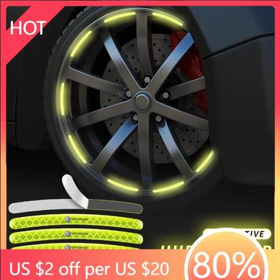 Nouveaux Autocollants Réflecteurs pour Jantes de Voiture Autocollants d'Avertissement pour Pneus Autocollant Décoratif 3D Pour Volkswagen VW R Line Golf MK4 MK5 MK6 MK7 MK8