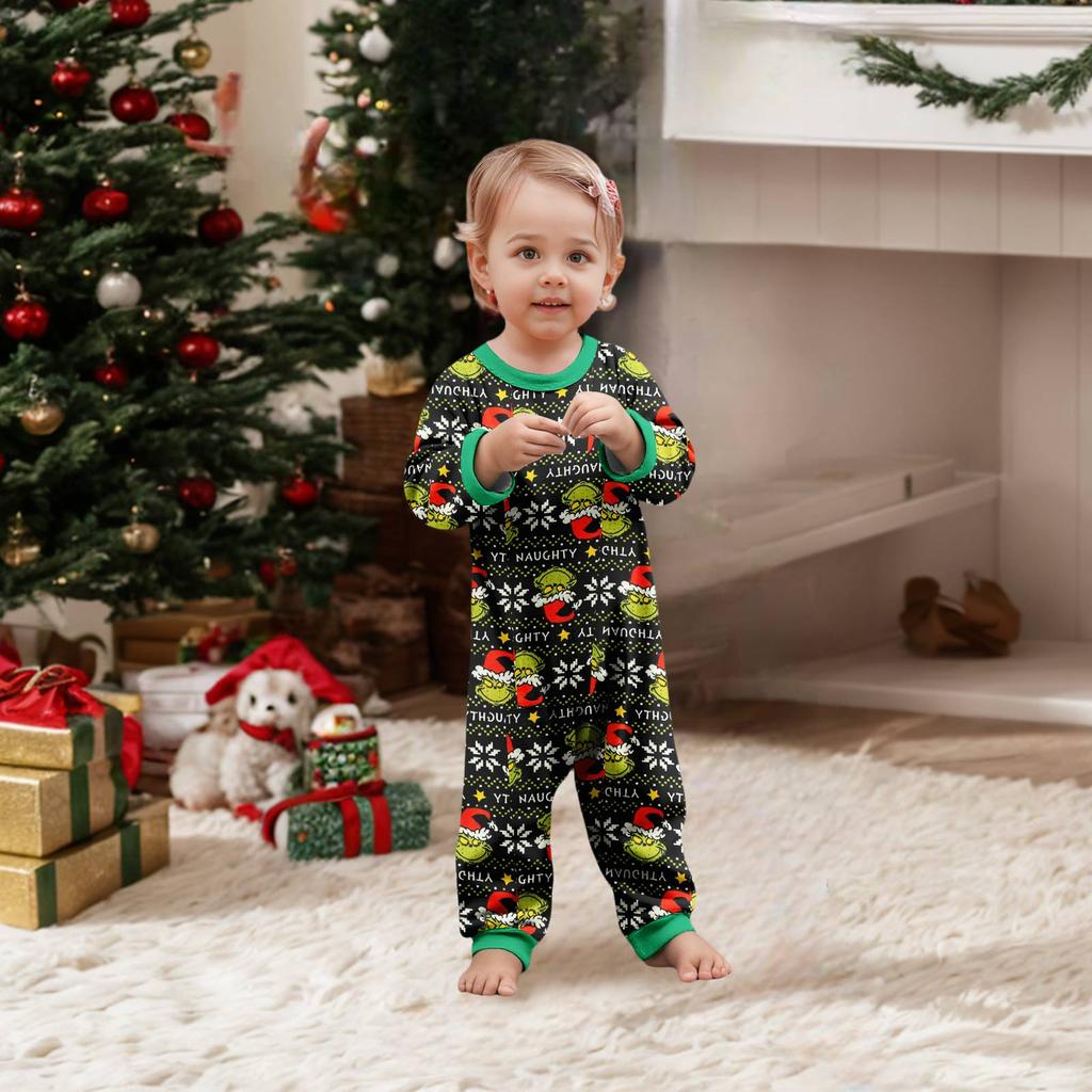 Parent-child Christmas Print Home Suit Long-sleeved Top And Pants