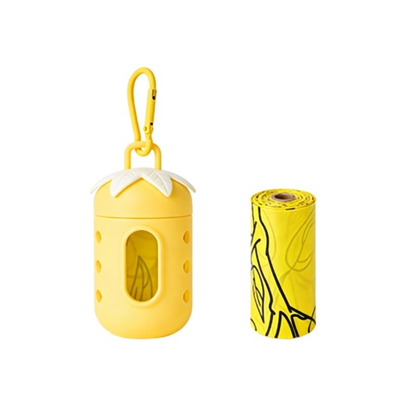 Clip On Dog Walking Poop Bag Case with Refillable PVC Dispenser, 15 Bag Waste Bag Dispenser for Daily Leash and Bag Carry