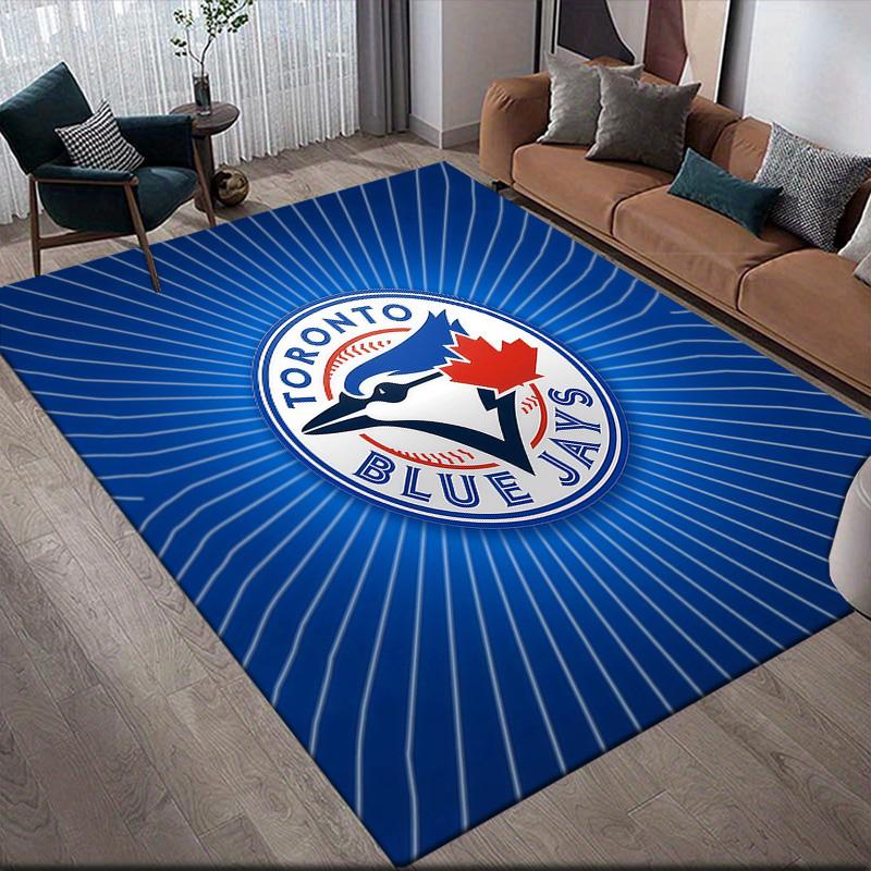 Toronto Blue Jays2 Flannel Pattern Square Carpet,Area Rug,Carpet Rug for Living Room Bedroom Sofa Playroom Decor,Non-slip Floor Mat