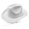 Kids Glitter Western Panama Hat Party Accessory with Broad Edge and Pinched Top for Costume Shows, Dance Recitals, Photo Fun