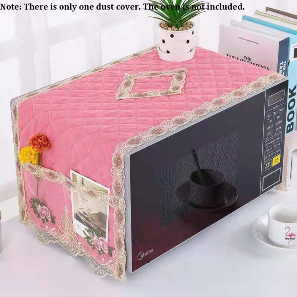 35*100cm Oven Dustproof Cover Lace Trim Quilted Microwave Oven Cover Exquisite Floral Pattern Microwave Cover