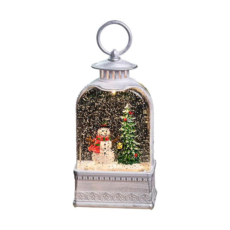 Christmas Decorations Night Light Portable Small Oil Lamp Falling Snow Music Box Music Box Scene Arrangement Craft Gifts