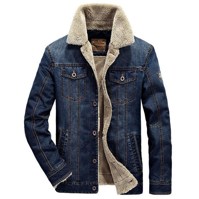 Winter Thick Fleece Lined Denim Jackets Fashion Mens Warm  Outerwear
