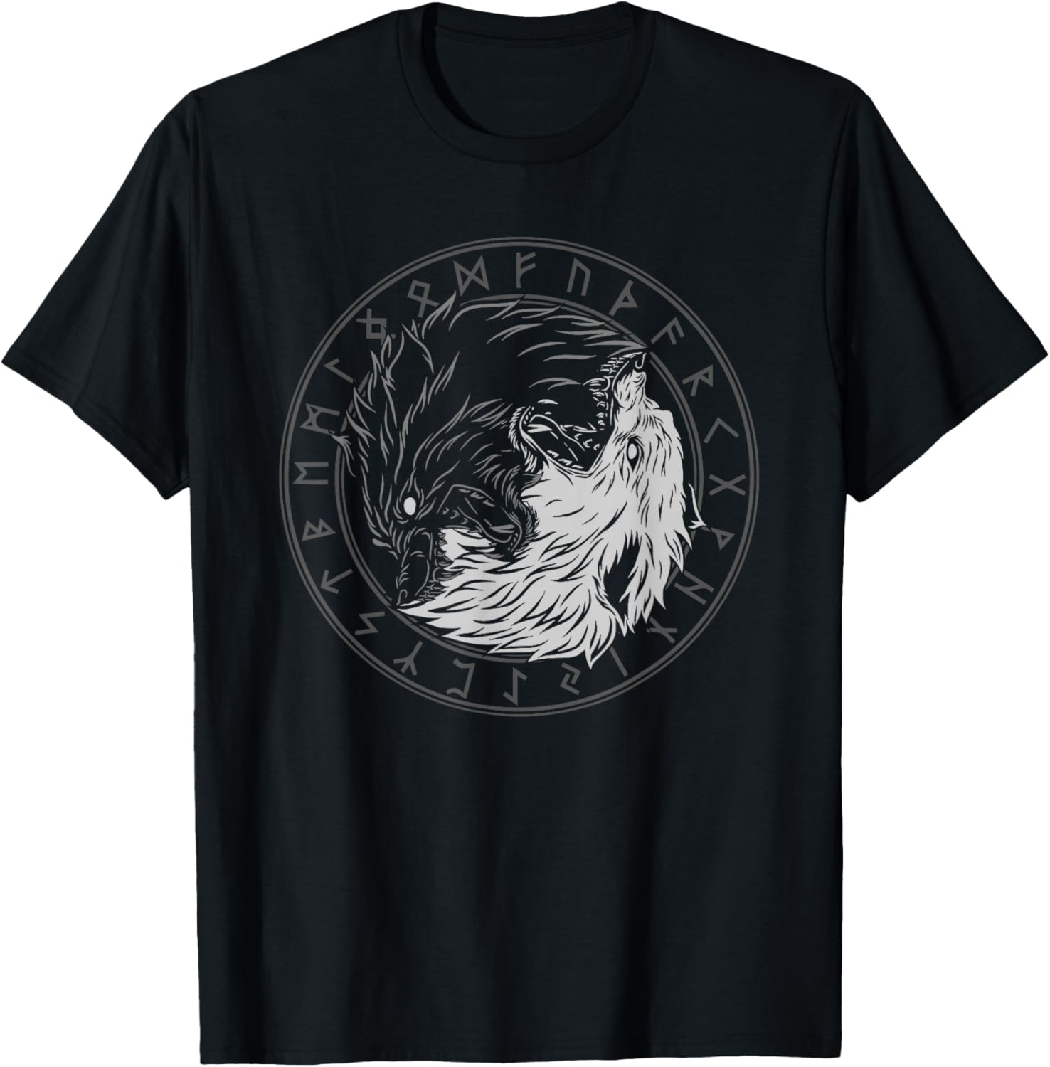 

Sons of Fenrir - Sköll and Hati - Ying Yang Wolf T-Shirt 100% Cotton O-Neck Short Sleeve Summer Casual Mens T-shirt Streetwear 4XL