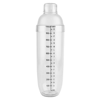 Nepropustný průhledný PC pryskyřičný koktejlový šejkr mixér s měřicí stupnicí barový nástroj(1000 ml)