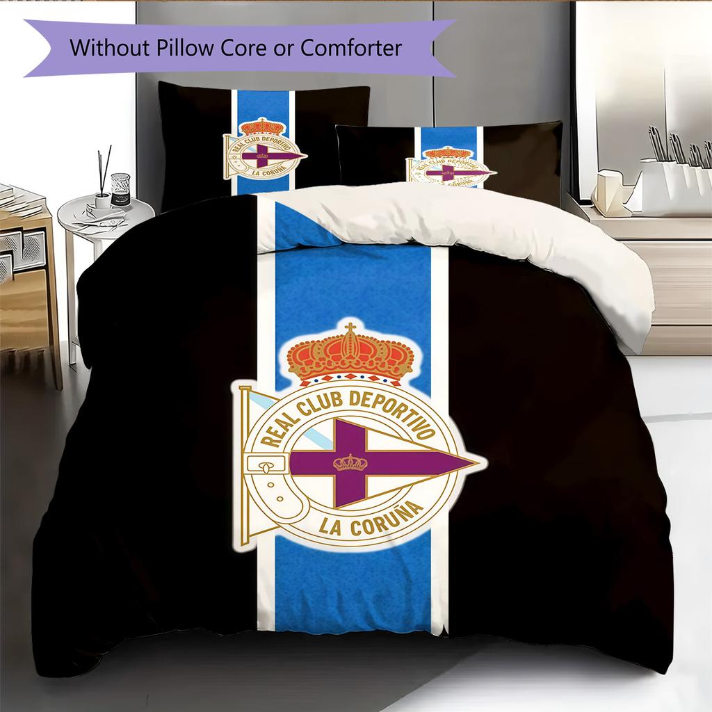Real Club Deportivo de La Coruña Pattern Bedding Quilt Set Home Decoration Gift (1 * duvet cover + 2 * pillowcase without core).xwn