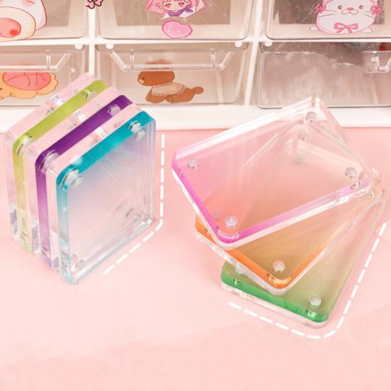 Card Brick Thickened Magnetic Suction Place Photos Gradient Colors Oblong Shape DIY Pictures Transparent See-through Photo Ornament Students Gift