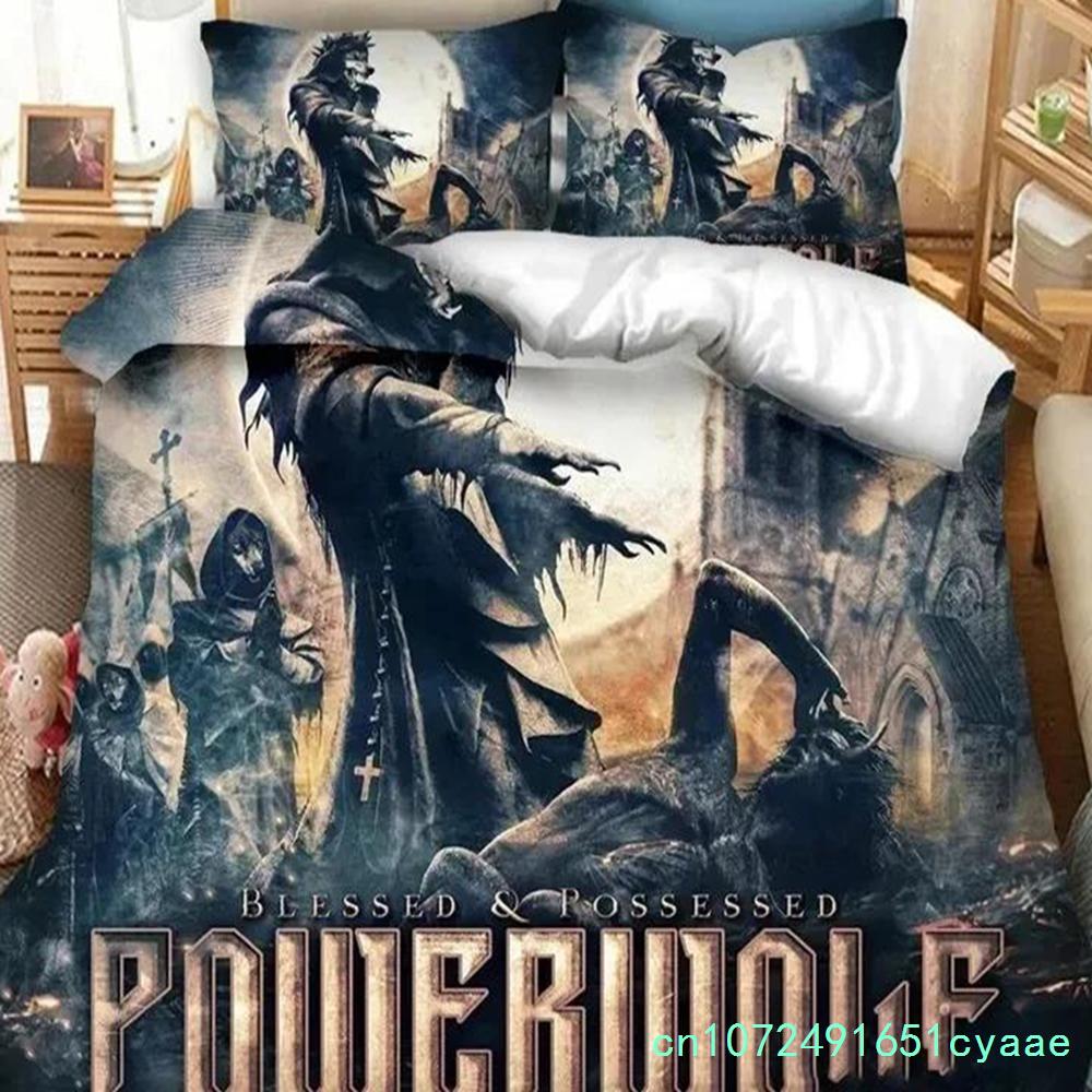 Zestaw pościeli 3D Print Powerwolf Band Poszwa na kołdrę Zestaw do łóżka Poszwa na kołdrę Poszewka na poduszkę Kołdra Rozmiar King Queen Chłopcy Dorośli Zestaw pościeli