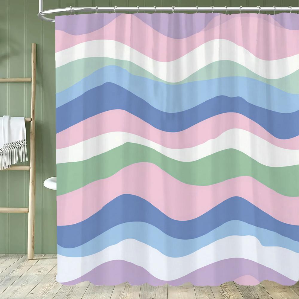 Simple Colorful Lines Modern Fashion Pattern Shower Curtain Home Decoration Creative Personalized Shower Curtains