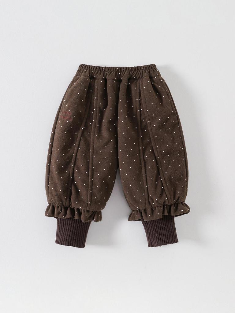 Retro Polka Dot Baby Footed Pants – Korean Style Boys' Autumn/Winter Cotton Casuals