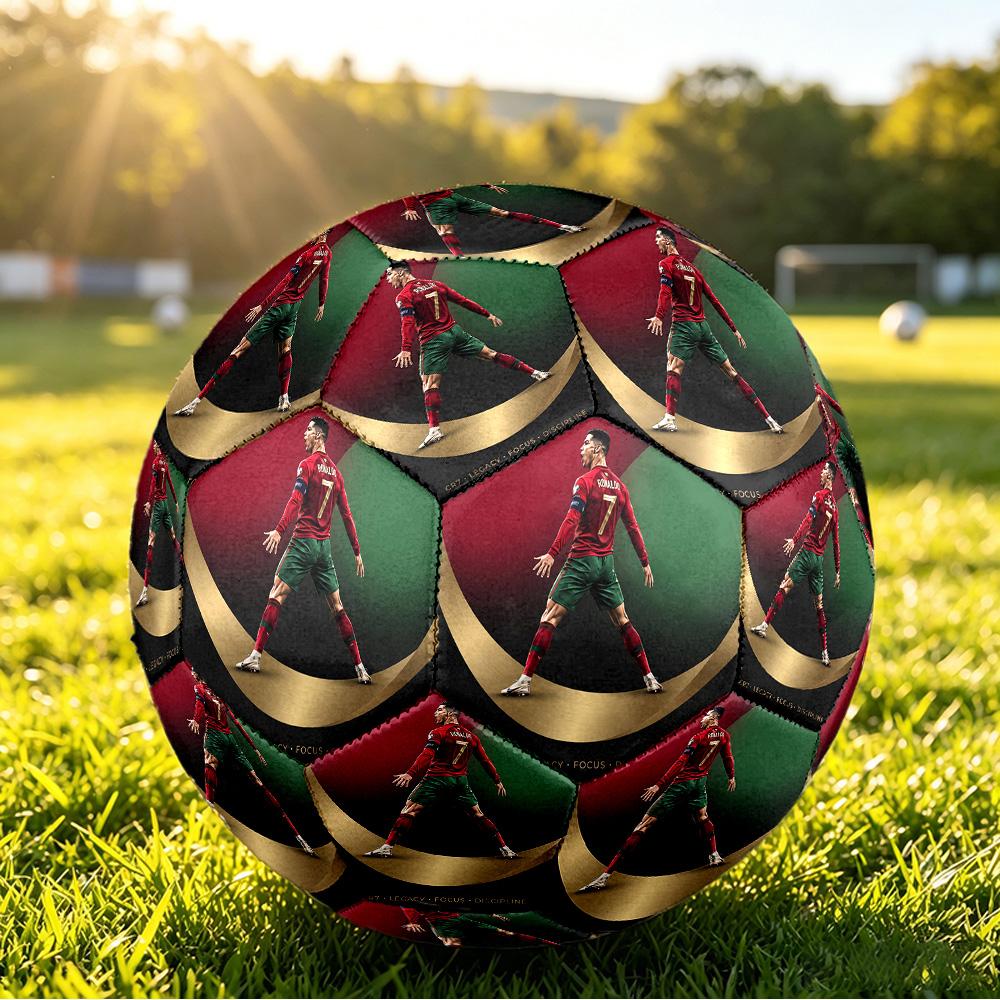 Pallone da Calcio Taglia 5 Stampato Cristiano Ronaldo Resistente all'Usura Standard Allenamento Adulti Regalo per Fan Partite Indoor Outdoor Sport