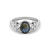 8X6MM Oval Labradorite Gemstone 925 Sterling Silver Solitaire Vine-Inspired Women Wedding Ring