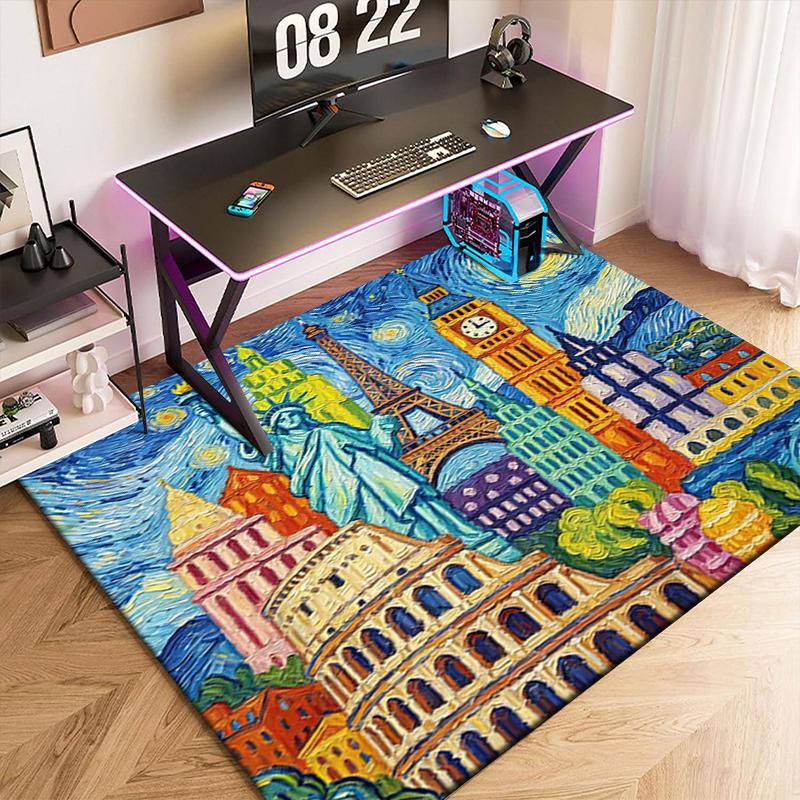 1pc Patriotic Theme Statue of Liberty Carpet Rug for Living Room Bedroom Home Sofa Decoration,Kids play Non-slip Floor Mat