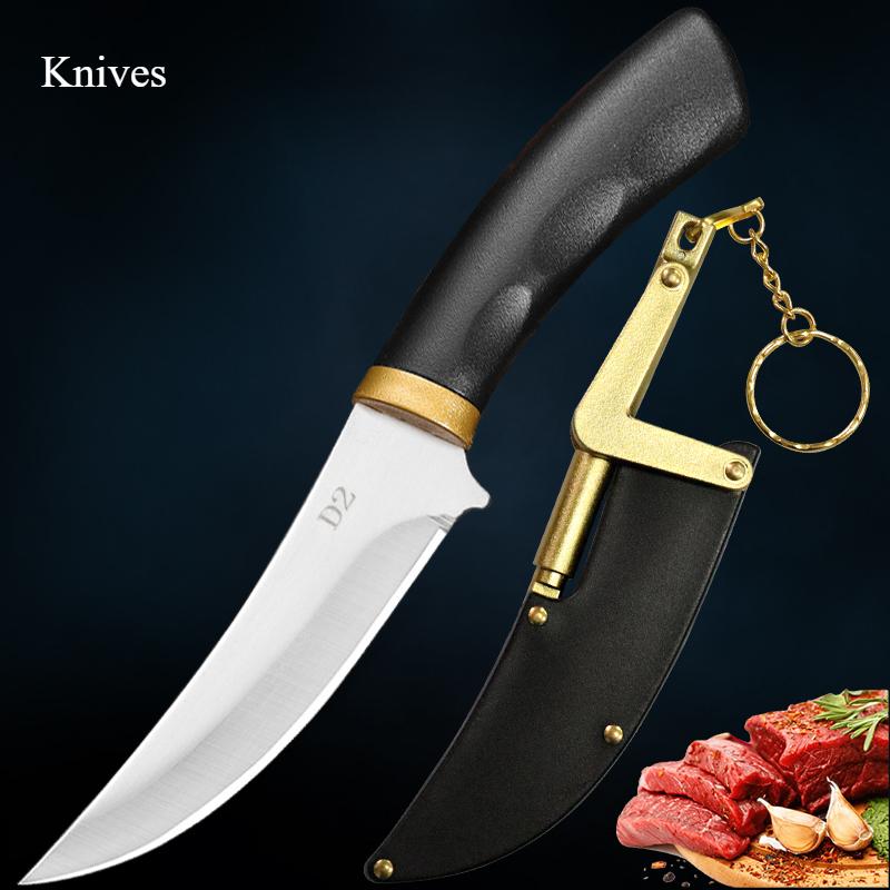 

1 шт. Нож для барбекю, высокая твердость, удобный острый нож, прямой нож, кухонный бытовой нож для очистки овощей, нож для обвалки WITH COVER чёрный