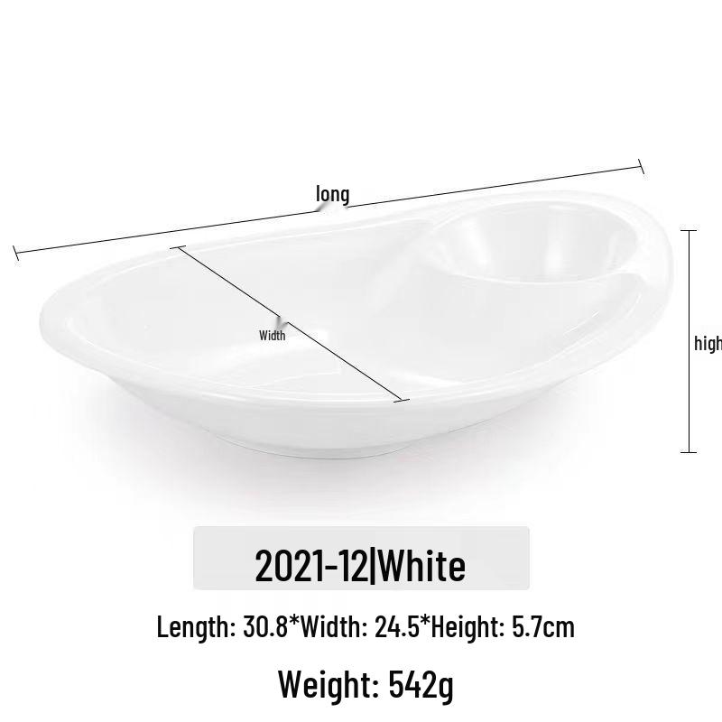 Melamine Divided Plate with Vinegar Dish for Dumplings, Shrimp, Cold Dishes, Snacks.