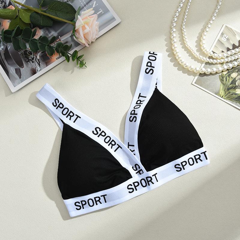 

Европейский стиль весна-лето нижнее белье с нитками и буквами обтягивающая грудь треугольные чашки топ-труба спортивный бюстгальтер L чёрный