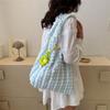Solid Color Plaid Crossbody Bag Cloud Pendant Pleated Tote Bag Cloud Bubble Shoulder Bag  Women