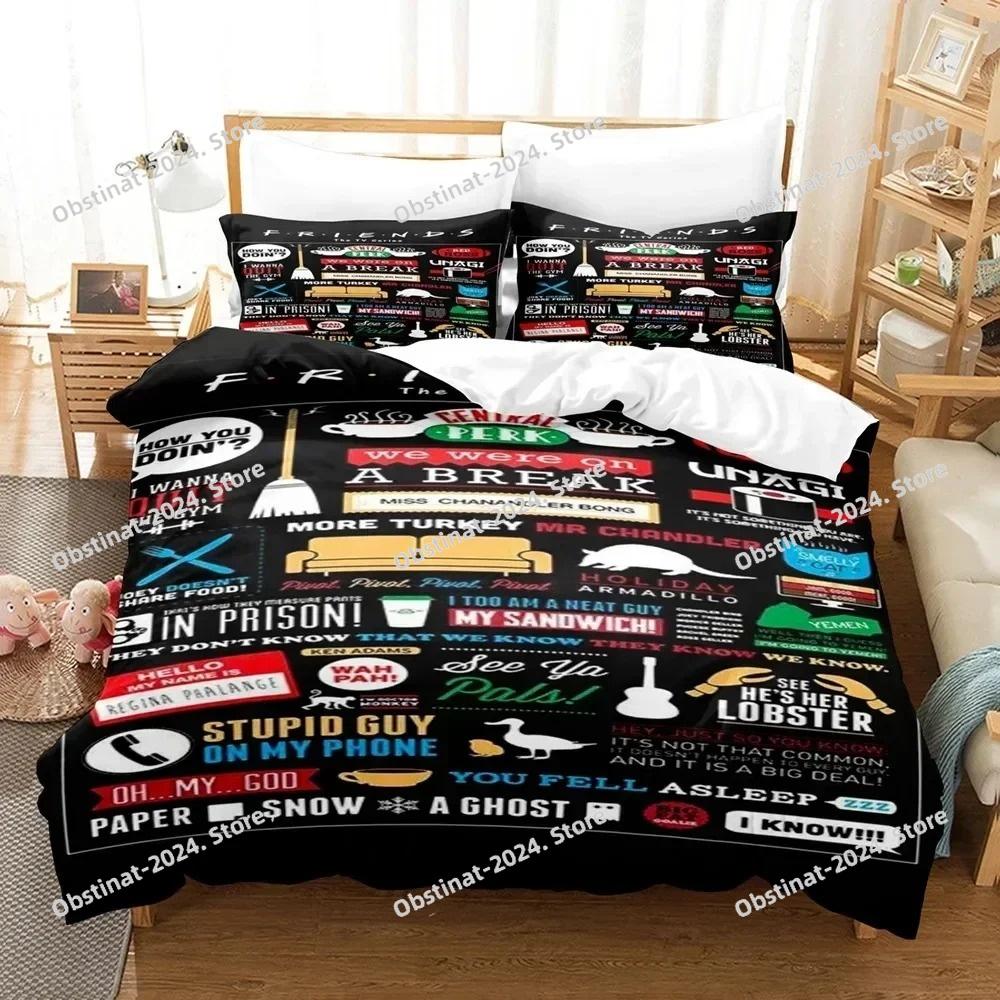 New 3D Friends Sets Bedding Set Printed Bed Set Duvet Cover Sheet Pillowcase Bed Soft Quilt Cover Full Queen King Size
